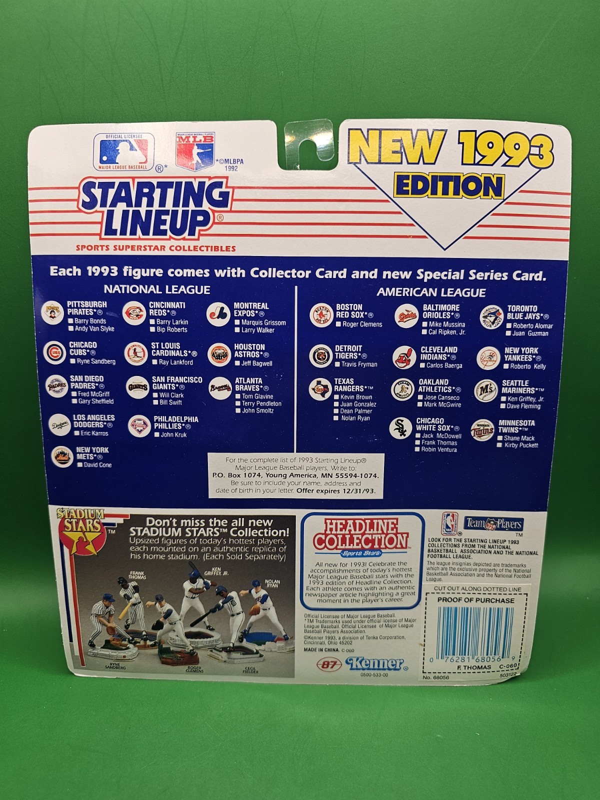 1993 Starting Lineup FRANK THOMAS Baseball Action Figure Chicago White Sox MLB🔥