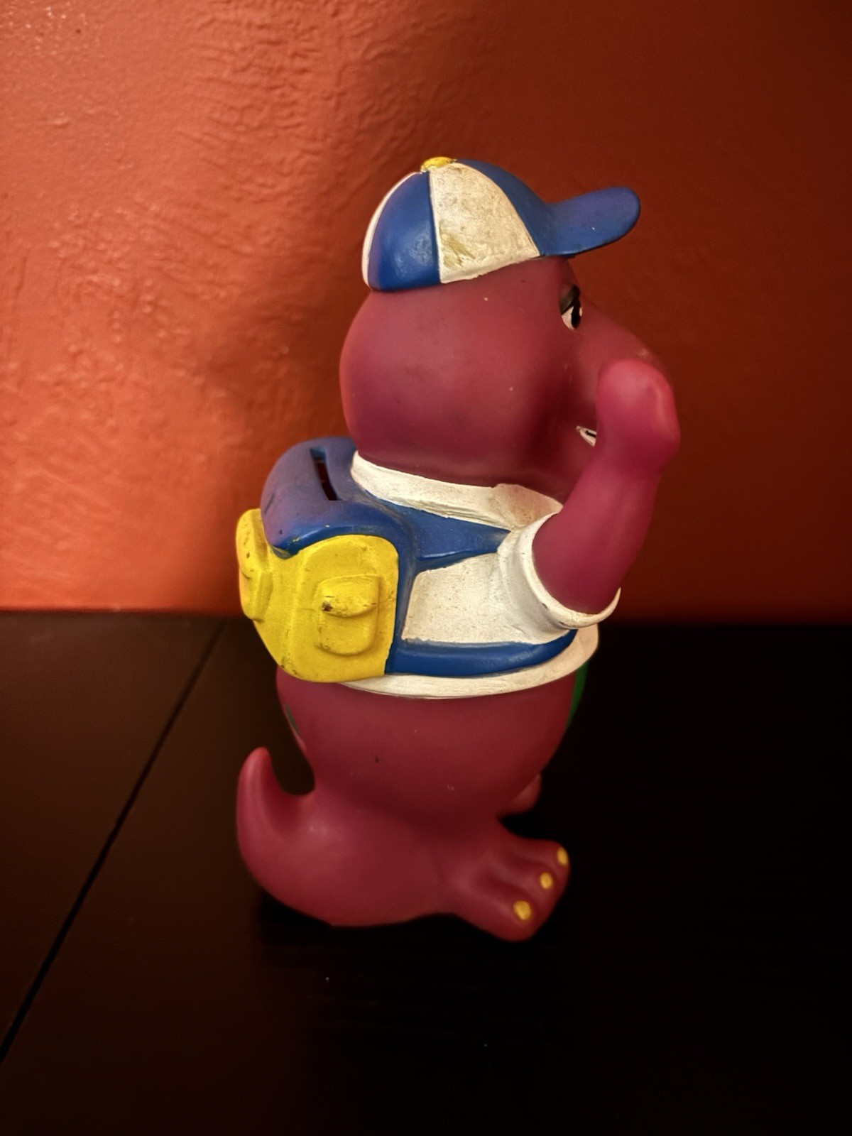 Vtg 1992 Lyons Group 7″ Barney Purple Dinosaur Coin Piggy Bank Back to School