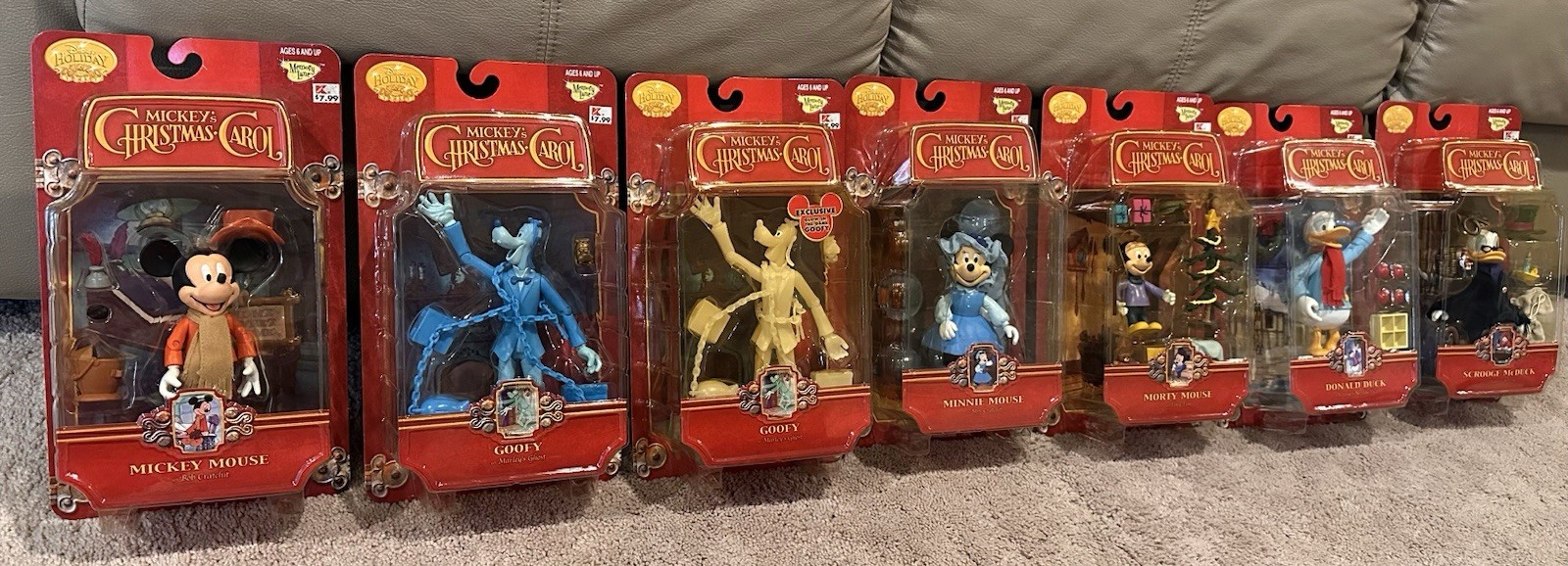 Mickey’s Christmas Carol Action Figures Lot of 7 Memory Lane 2002 Sealed Variant