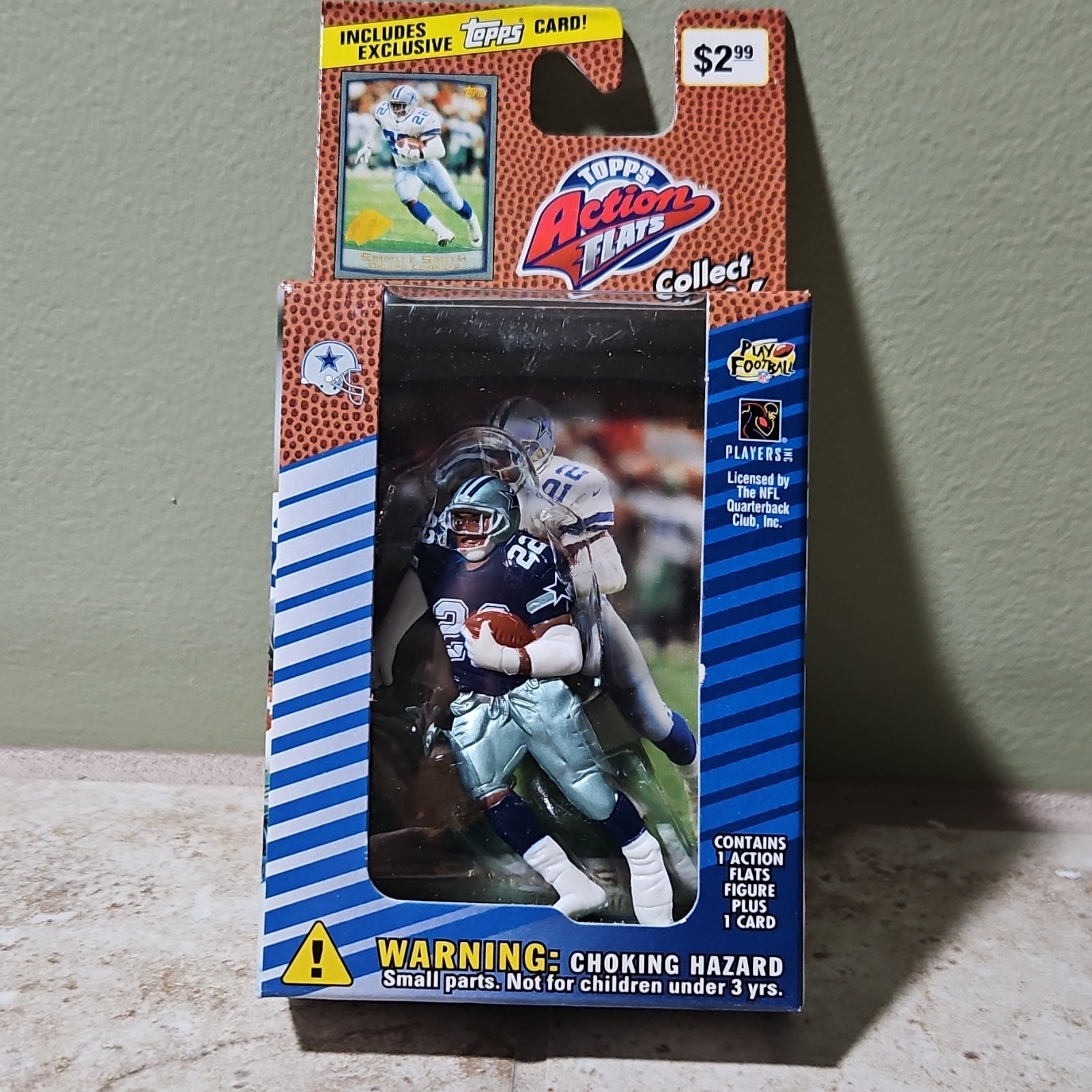 Topps Action Flats Emmitt Smith Football Action Figure 1999 w/ Card Exclusive