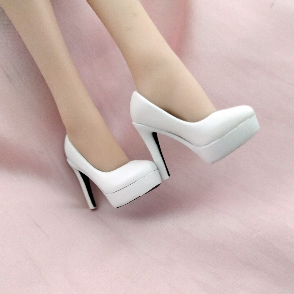 1/6 Female White High-heeled Shoes Model Fit 12” Action Figure Model Doll Body