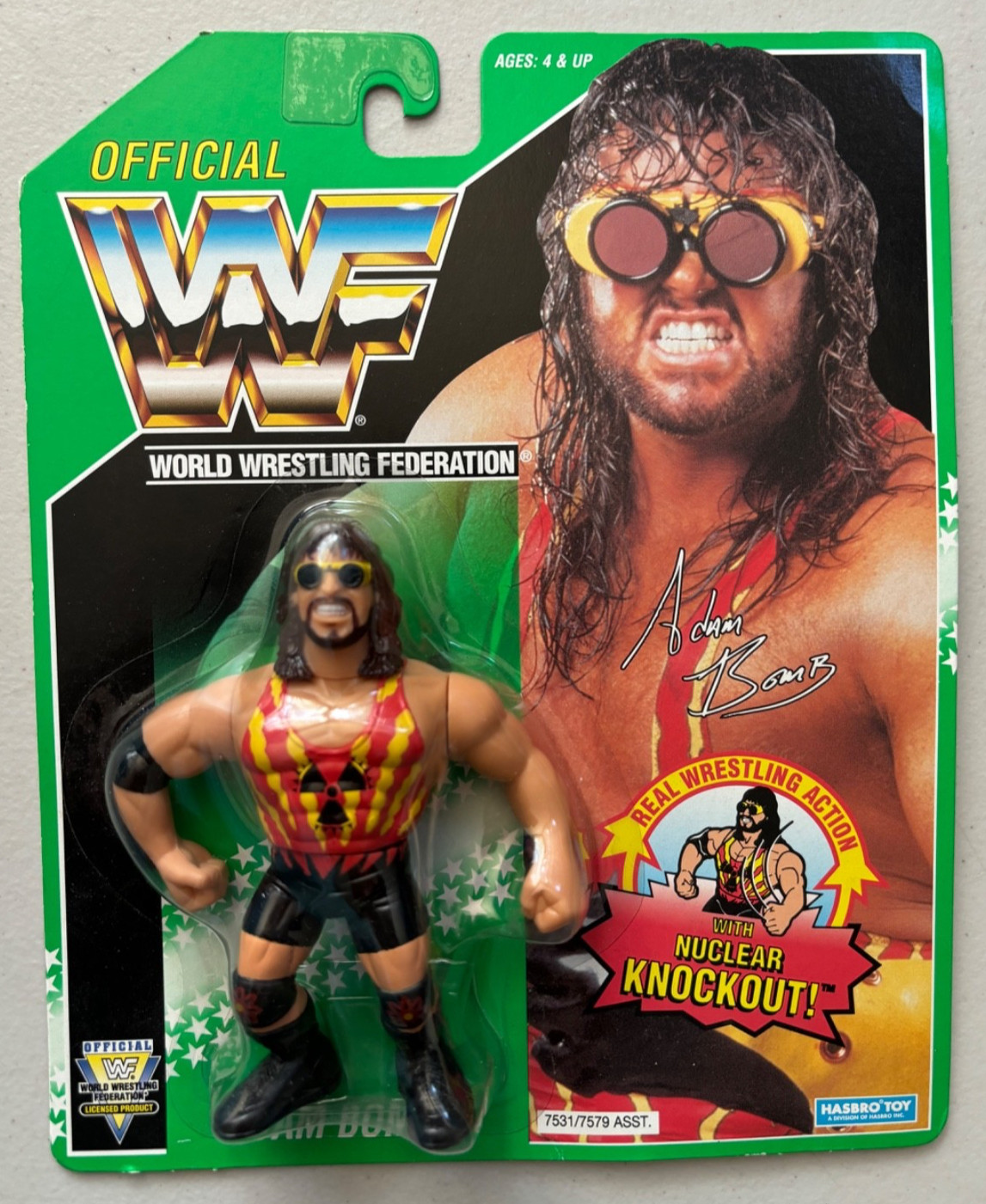 WWF Hasbro Green Card Adam Bomb Wrestling Figure Brian Clark Vintage AsShown WWE