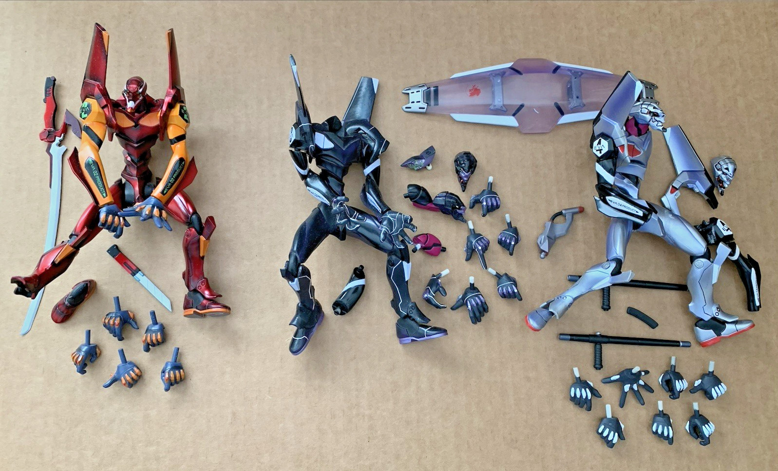 Neon Genesis Evangelion Kaiyodo Figures Lot Of 9 + Accessories AS IS
