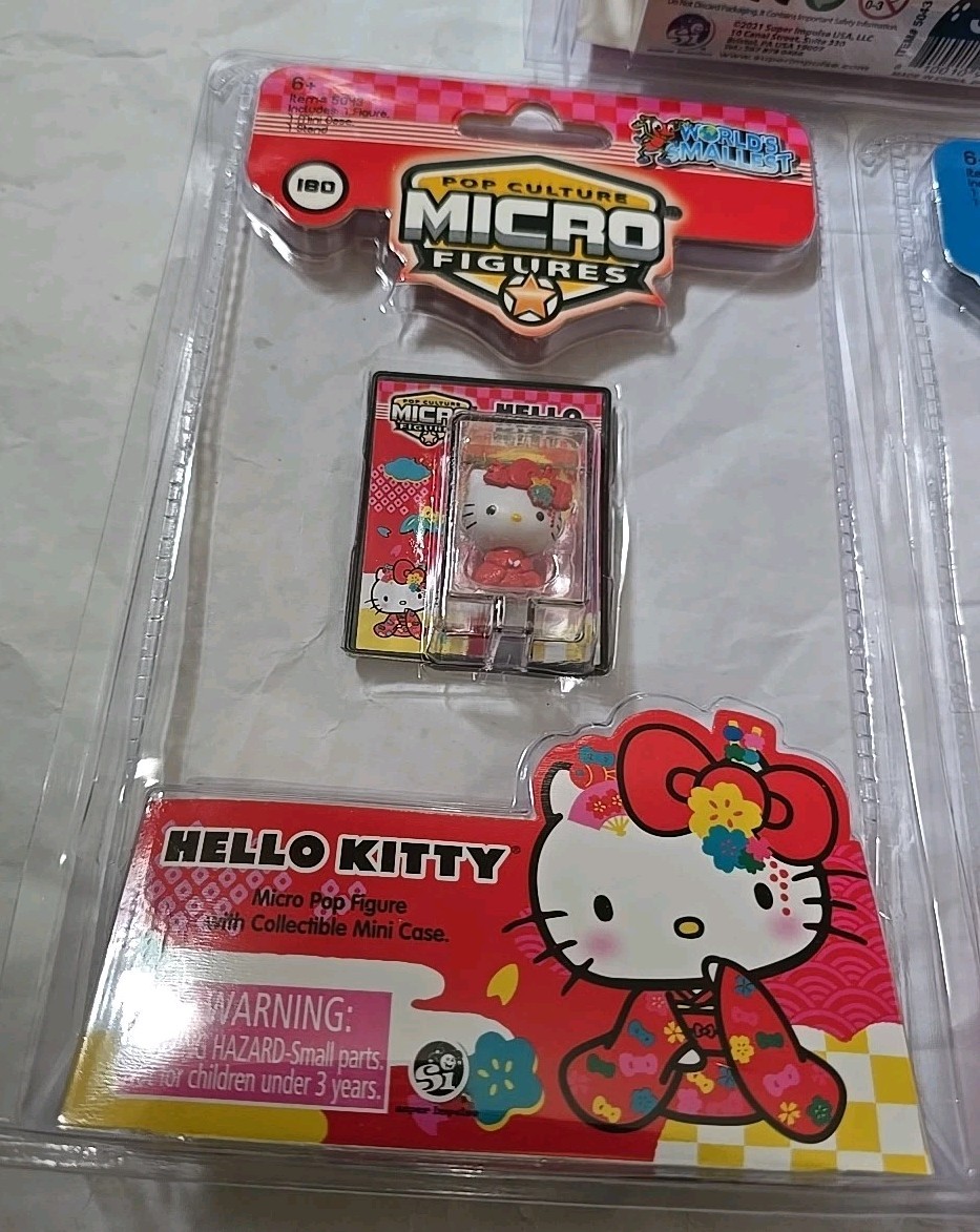 3 New World’s Smallest Hello Kitty Pop Culture Micro Figures With Case Complete