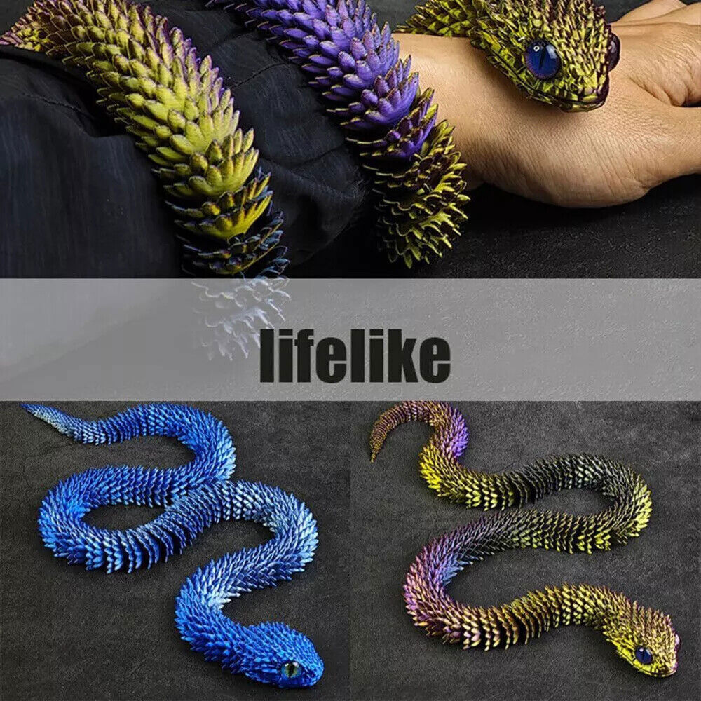 3D Printed Animals Snake Viper Snake Flexible Snake Fidget Toys Desk Decor Gifts