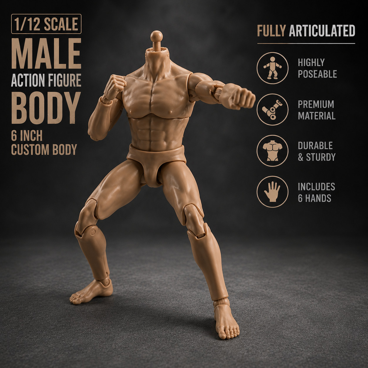 1/12 Male Action Figure Body 6 Inch Highly Articulated Custom Soldier Body 6 Han