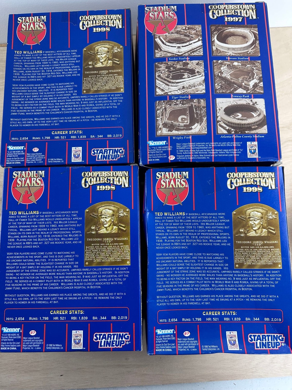 Starting Lineup Stadium Stars Ted Williams Lot 5 Cooperstown 1997 1998 Figures