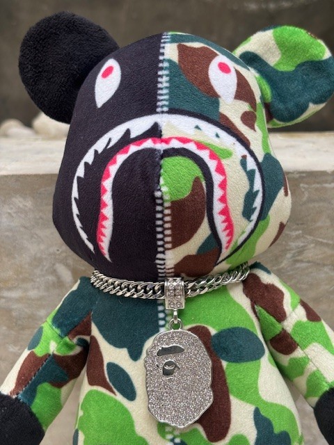 BAPE x BEARBRICK 400% Camo Plush Doll (with chain) – Pink / Blue / Green