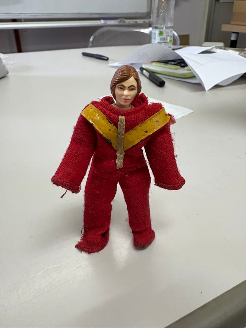 Red Ranger Doll with Motorcycle, Worn and Dirty, Unsure of Identity