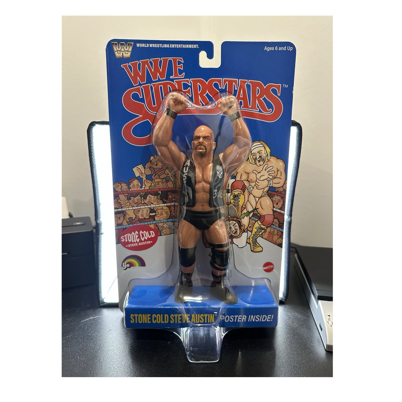 Mattel WWE Superstars Stone Cold Steve Austin Action Figure Poster Inside NIB