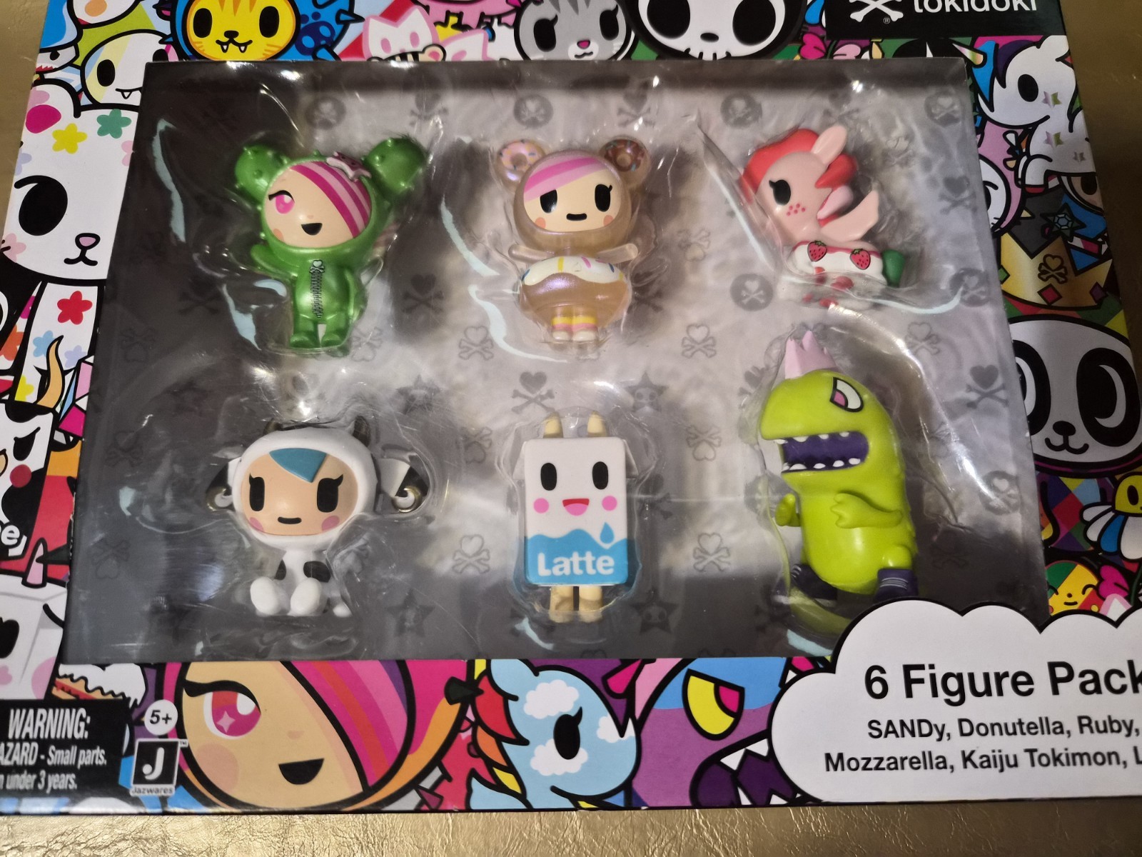 TOKIDOKI 6 FIGURE PACK 2 INCH DONUTELLA, MOZZARELLA,KAIJU TOKIMON,LATTE NIB