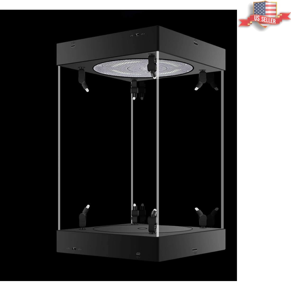 1/6 Action Figure Display Box LED Spotlight with Rotating Base Black, 15.75″