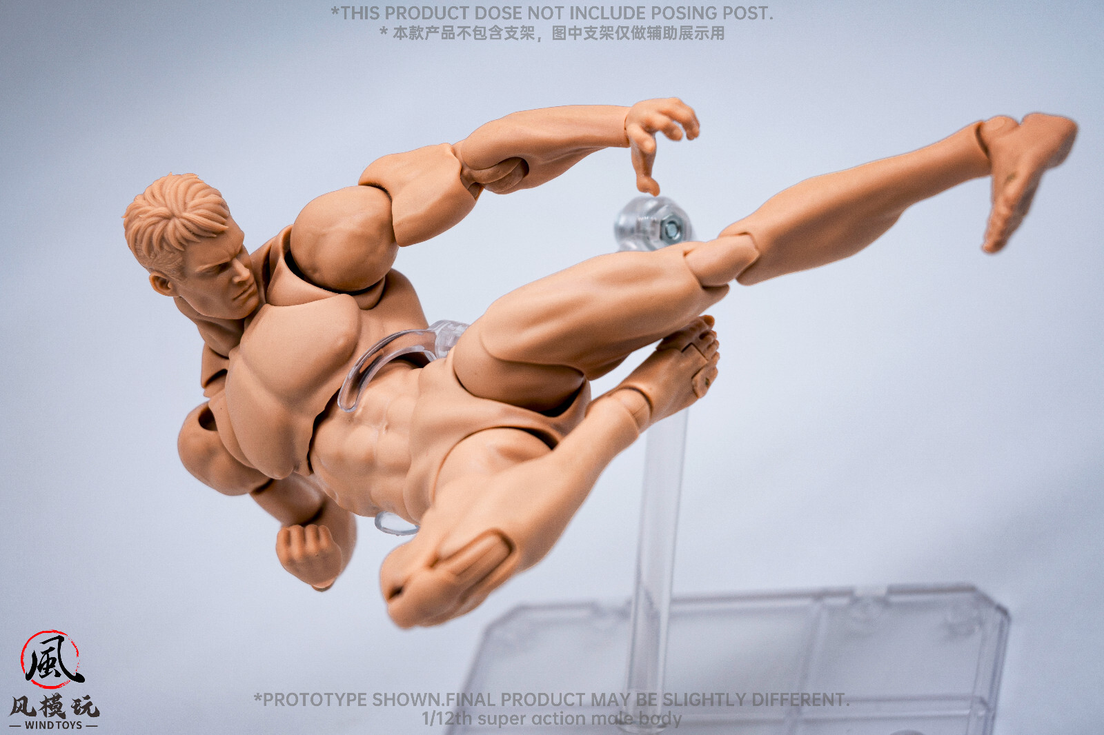 US Stock Wind Toys 1/12 Pale Skin Flexible Man Jointed 6″ Male Figure Head Body