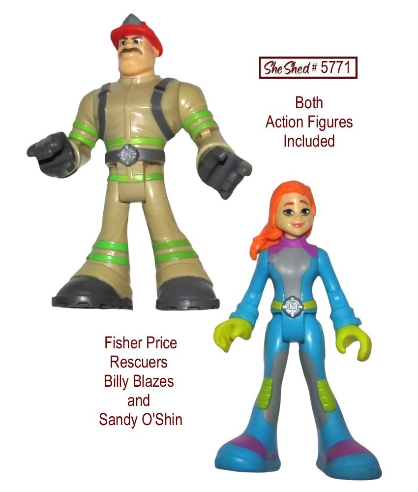 Fisher Price Rescue Heroes Action Figures Lot 2 Billy Blazes Sandy OShin Toys