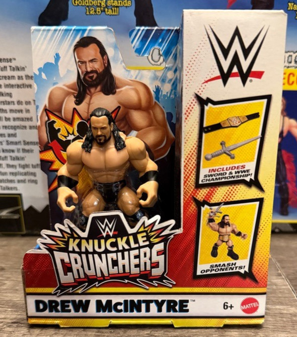 WWE Knuckle Crunchers DREW MCINTYRE w/ Sword and Championship Belt New In Stock
