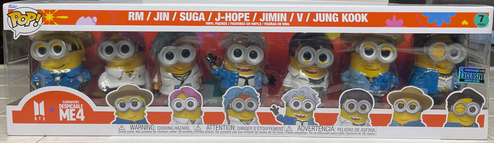 BTS x Despicable Me 4 Minions Funko Pop 7 pack figure Set
