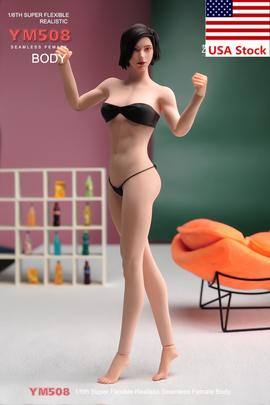 YM508 1/6 Female Pale Mid Breast Super Flexible Body&Details For 12”Figure