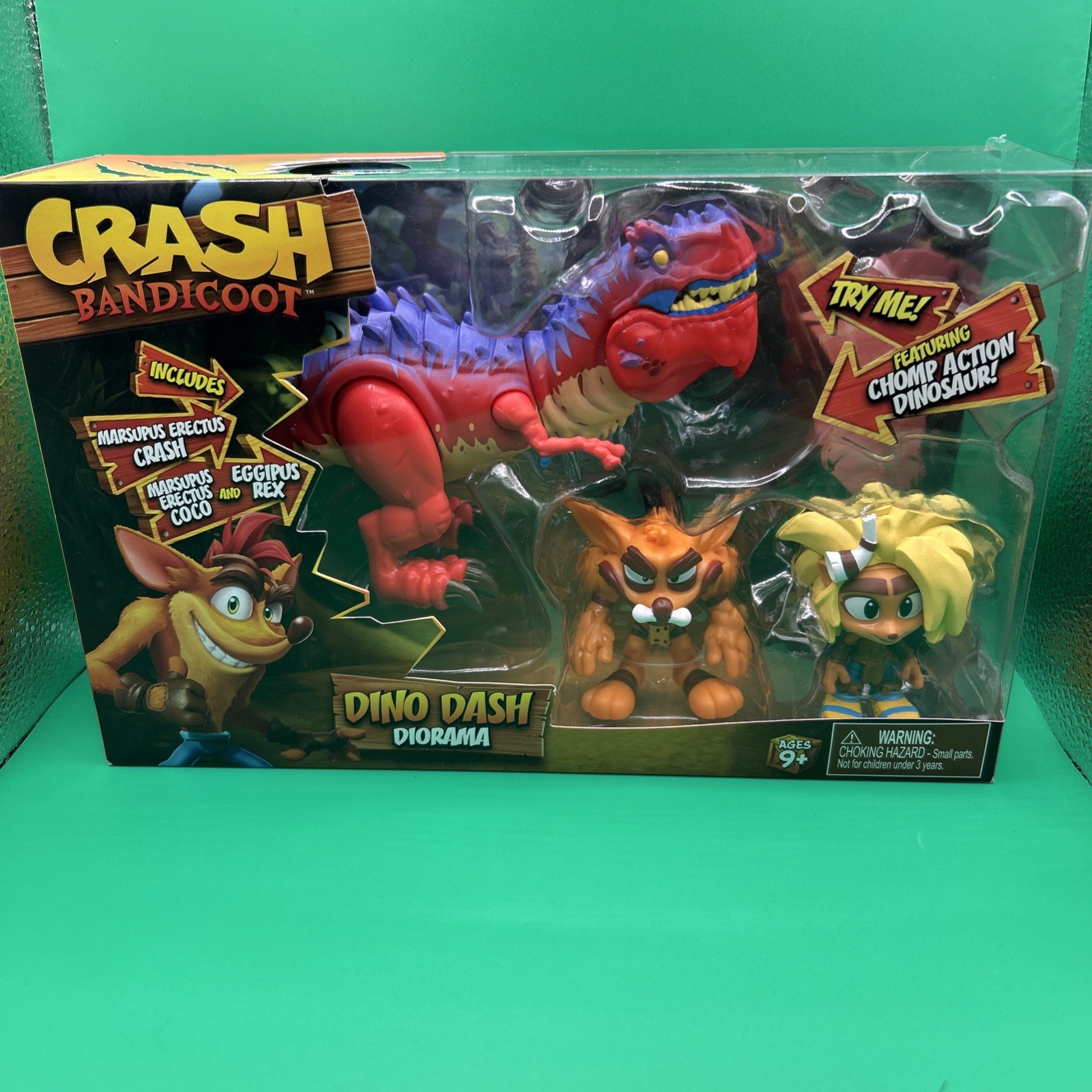 Crash Bandicoot Bandai Dino Dash Diorama Play Set Headstart Import Figures Rare