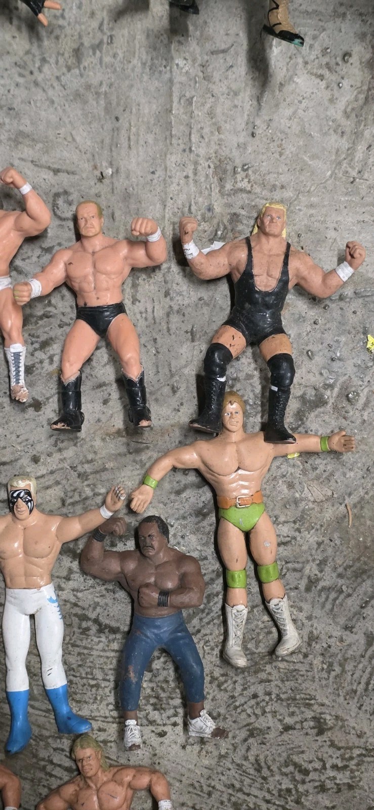 Lot Of (12) WCW 1990 Galoob And Bendies Vintage Wrestling Action Figures Worn