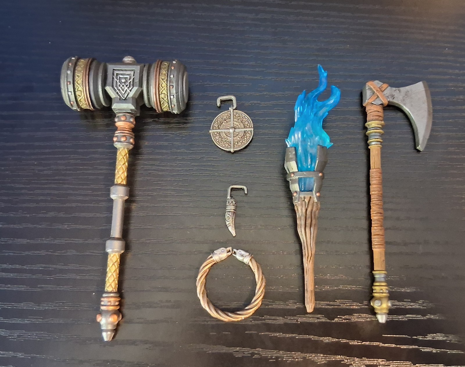 Four Horsemen Studios Mythic Legions Dwarf Weapons Pack Parts With Blue Torch