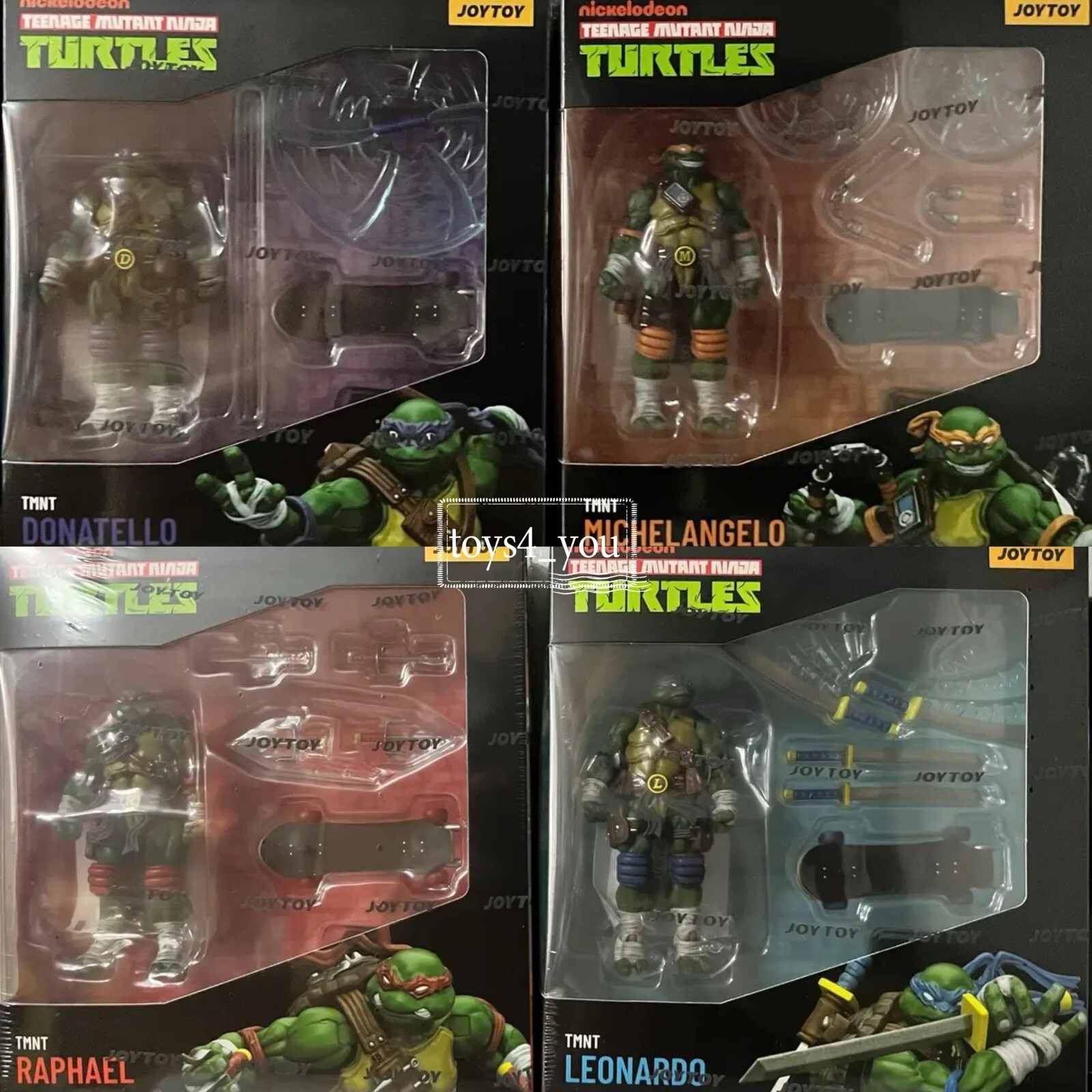 JOYTOY TMNT Teenage Mutant Ninja Turtles Set of 4 1/18 Complete Action Figure