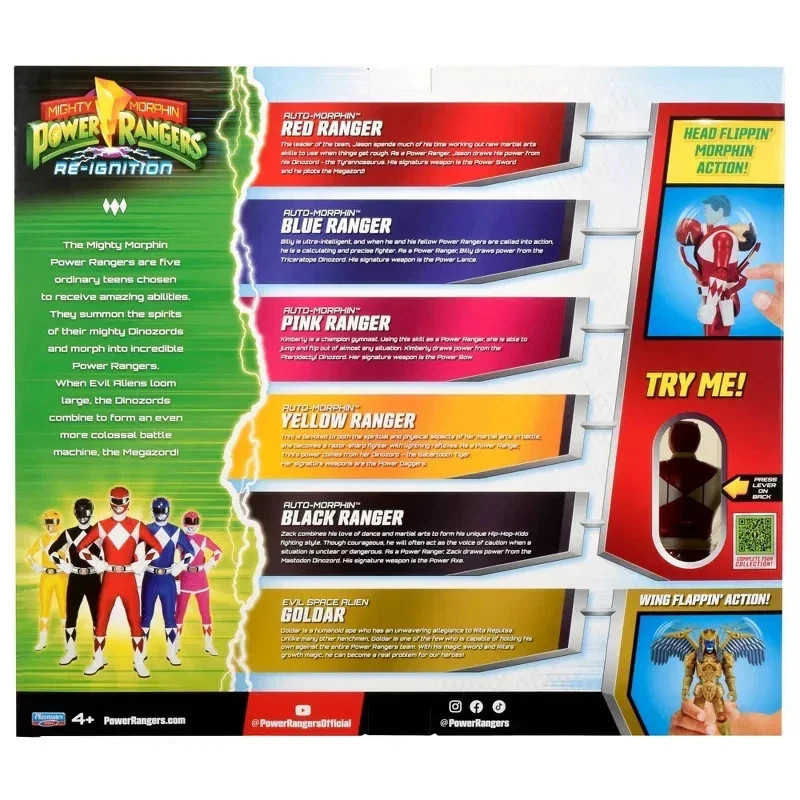 Mighty Morphin Power Rangers Re-Ignition Auto-Morphin 6pk Battle Set GOLDAR NEW