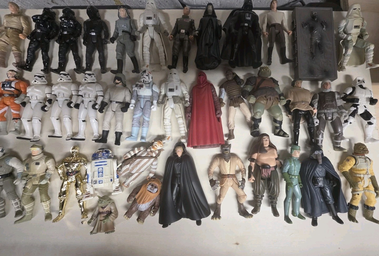 Star Wars Figures-BIG LOT. 64 FIGURES (POTF) With Accessories, Weapons, Backpaks