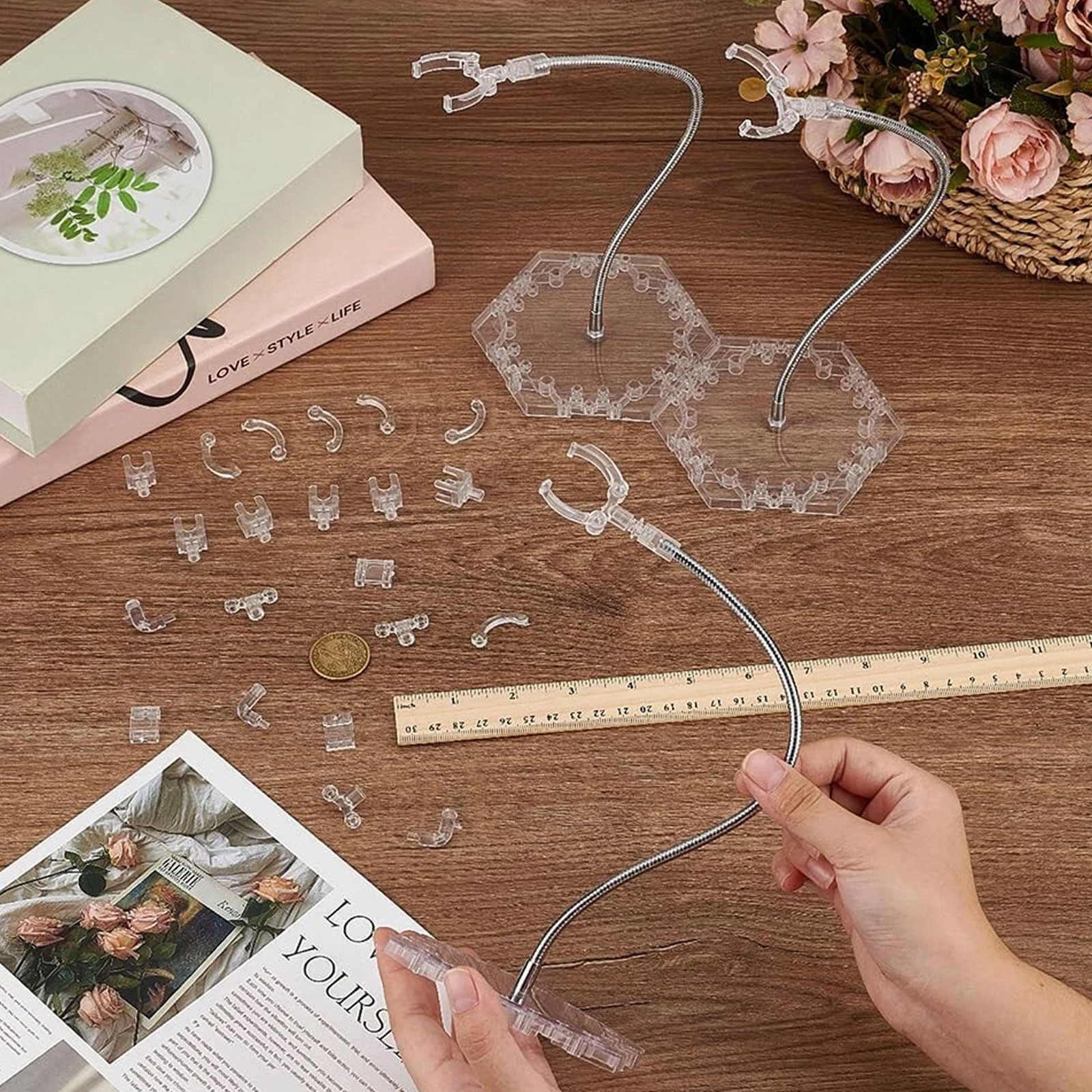 4PCS Clear Action Figure Stand Action Display Holder Metal Support Arm