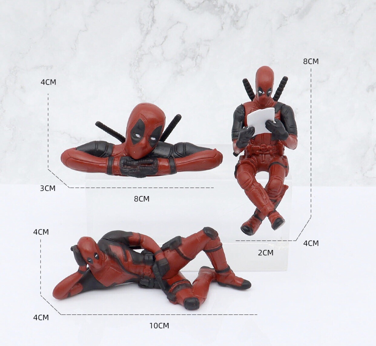 3 Pcs Superhero Deadpool Mini Figure Car Dashboard Decorations Toys US Seller