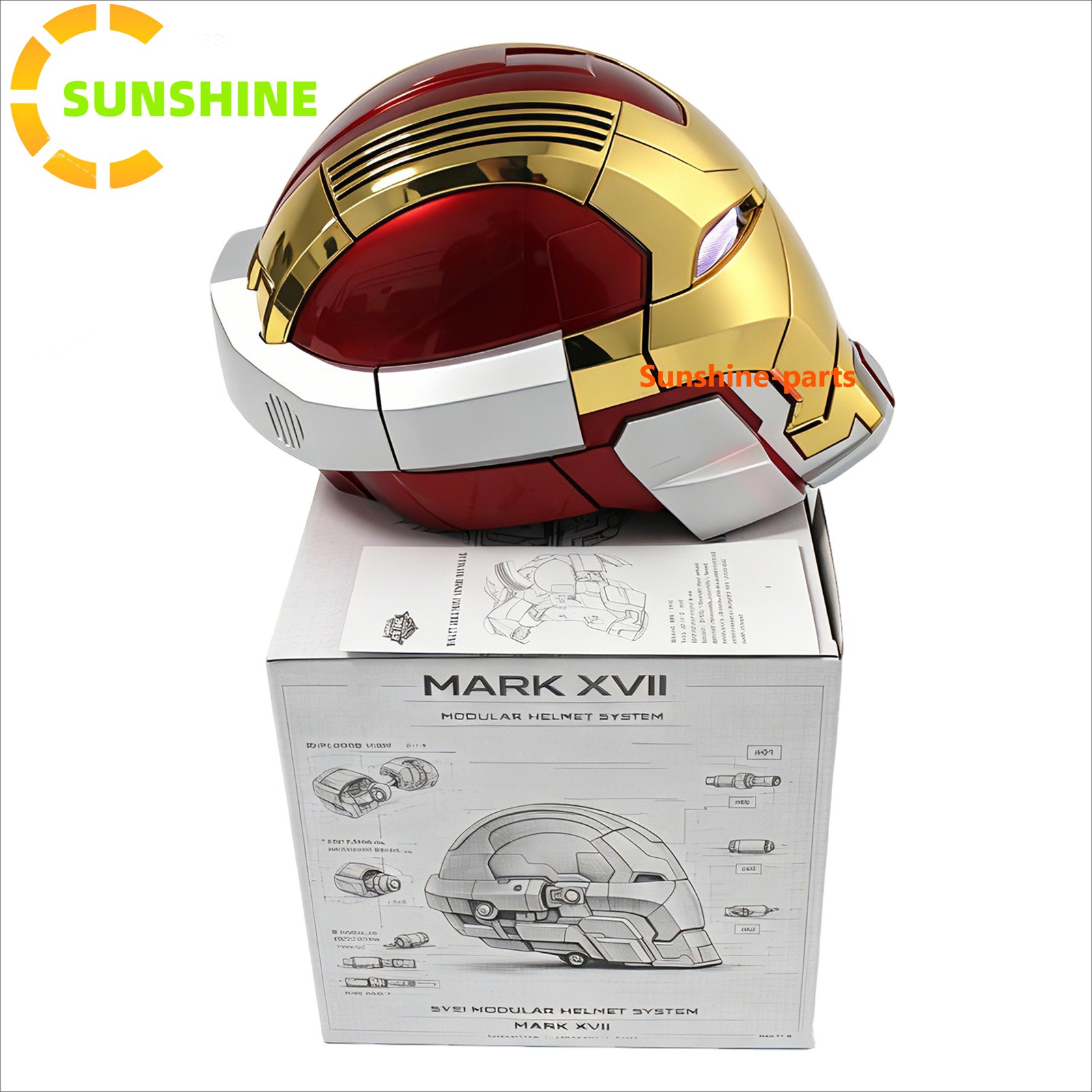 Iron Man MK17 Heart Breaker Helmet Gold English 1/1 Wearable Voice-control Props