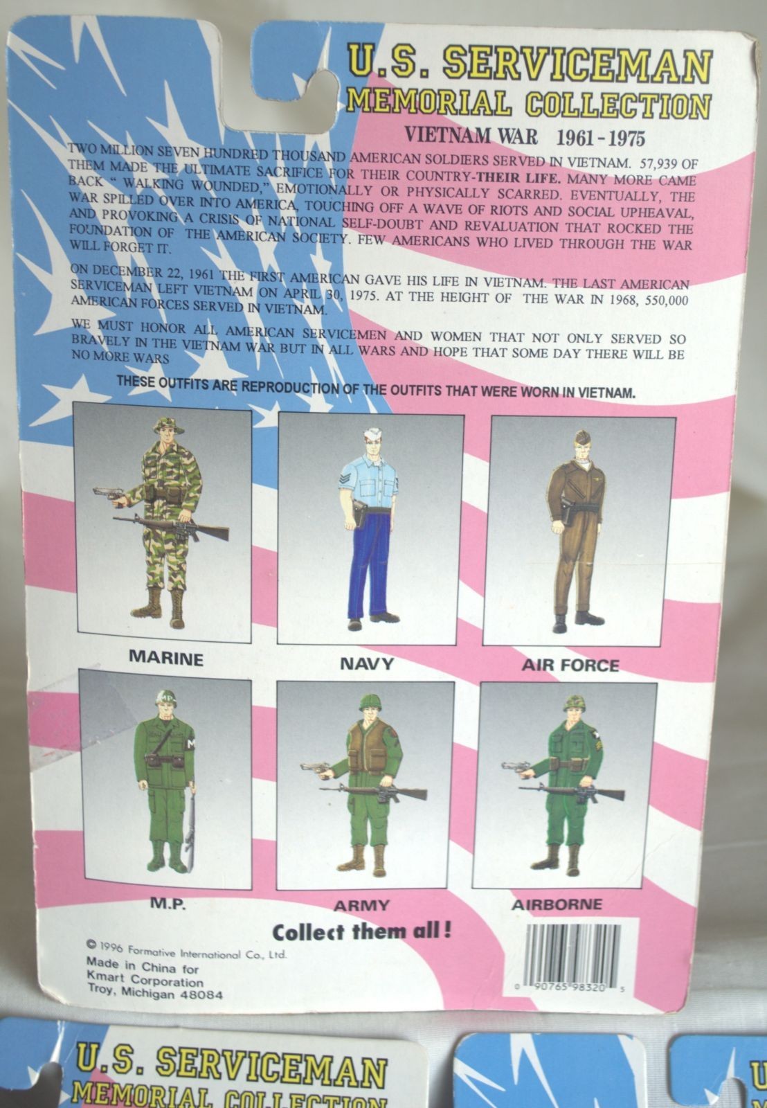 Free ship! U.S. Serviceman Vietnam Memorial Collection-Army, Navy, Airborne 1996