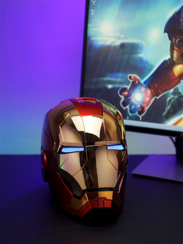AUTOKING Iron Man MK5 Helmet 2.0 VER. 1:1 Wearable Voice ABS Gold Mask US Ship