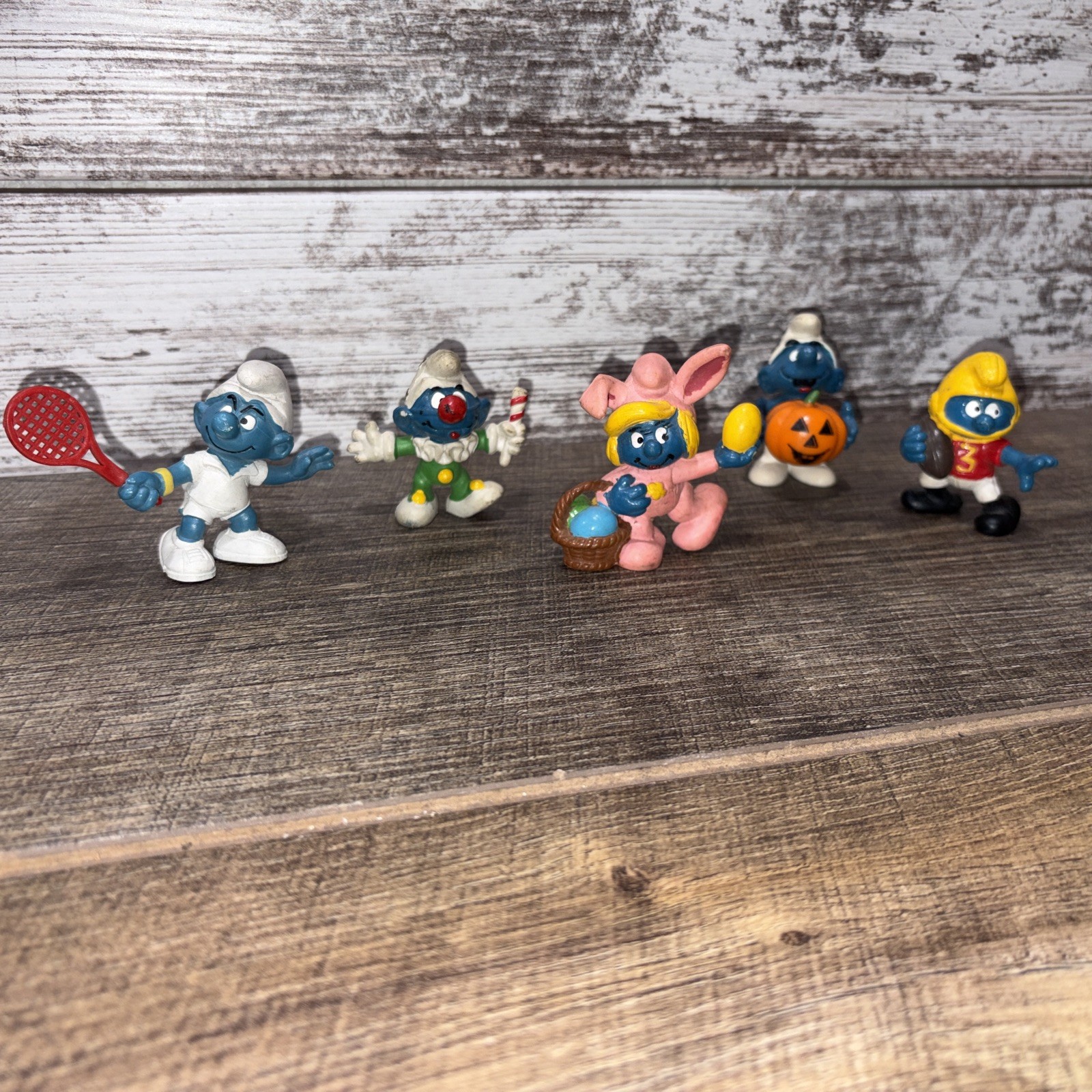 Vintage Smurf Figurines Collectibles Lot of 5 1979-1982 All Schleich