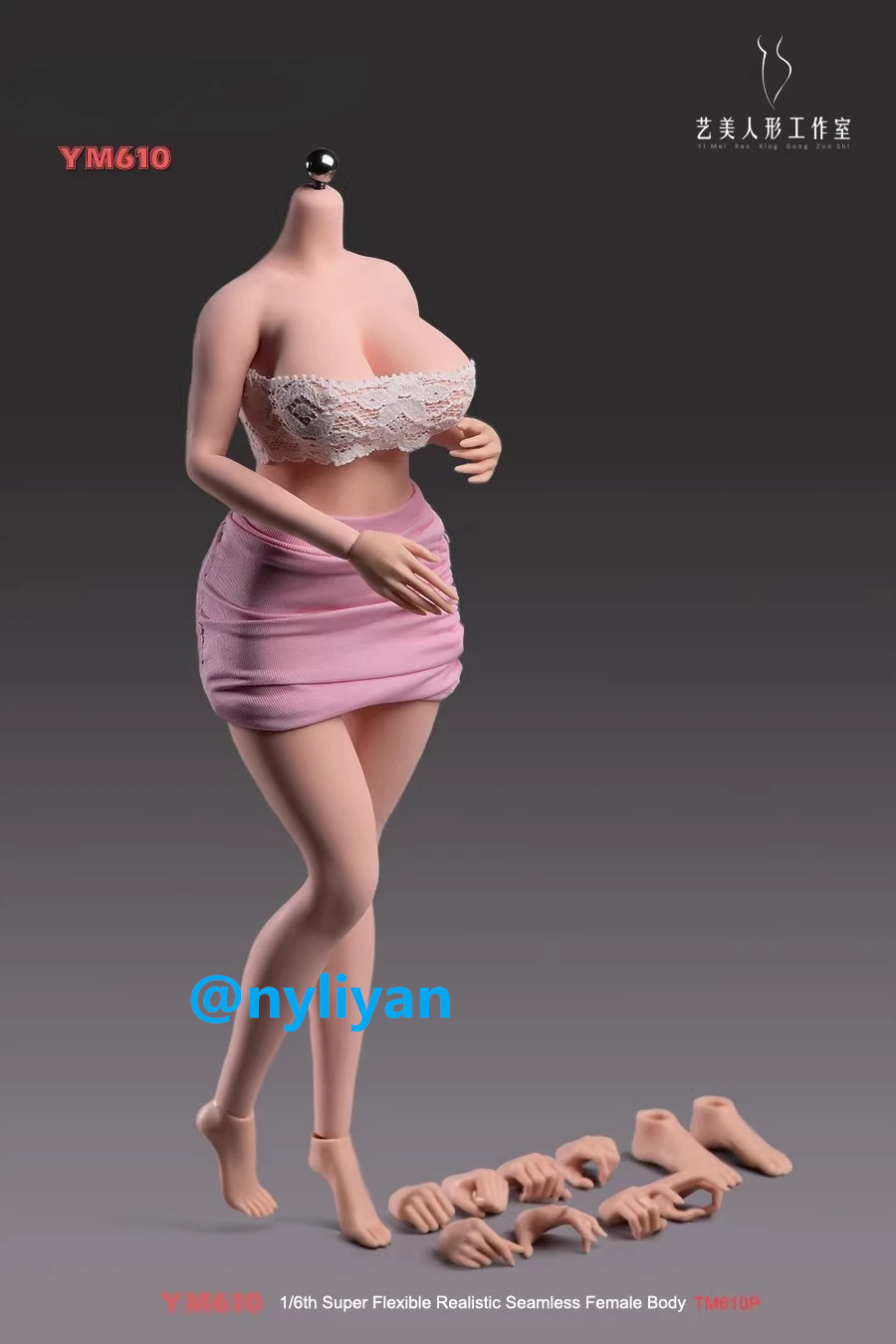 YM610B 1/6 Female Pale Large Bust Flexible Plump Girl Body Details 12”Figure
