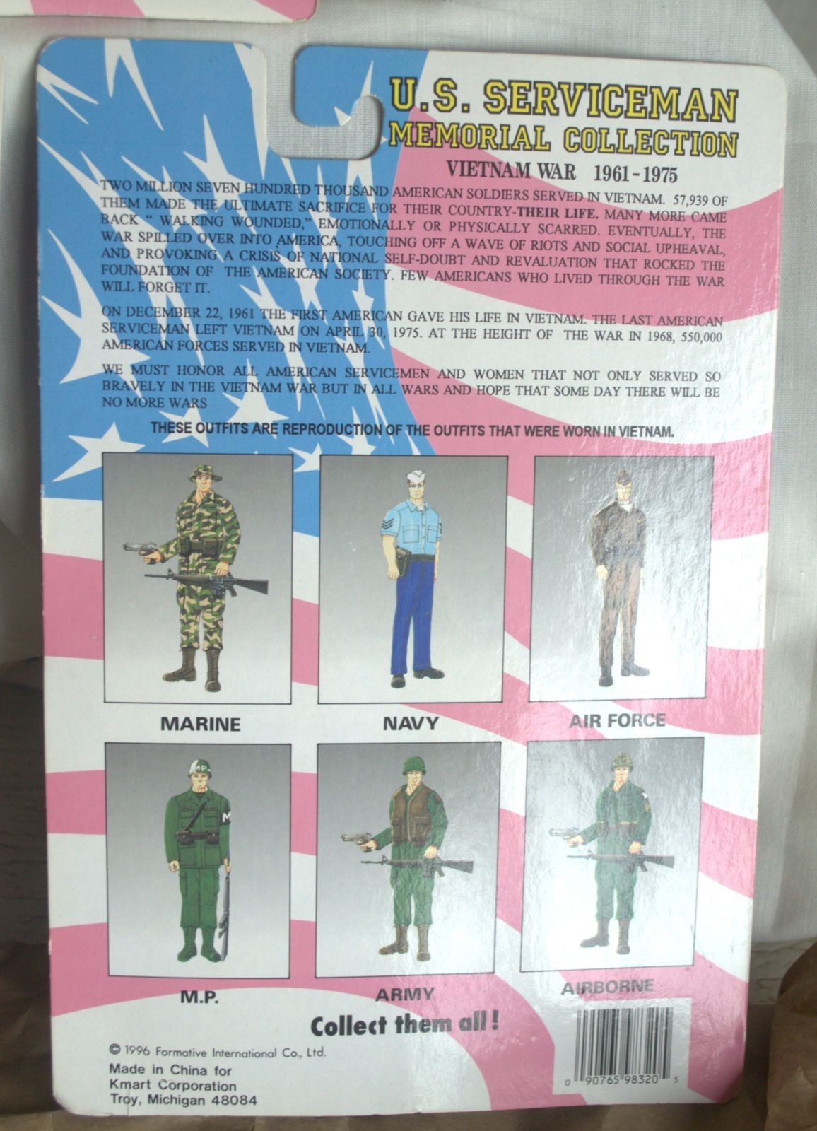 Free ship! U.S. Serviceman Vietnam Memorial Collection-Army, Navy, Airborne 1996