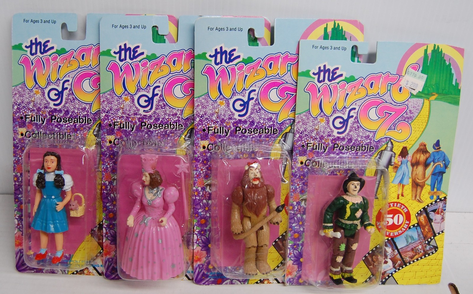 LOT OF 4 – Wizard of Oz 50th Anniversary 4″ Figures – Package Damage READ
