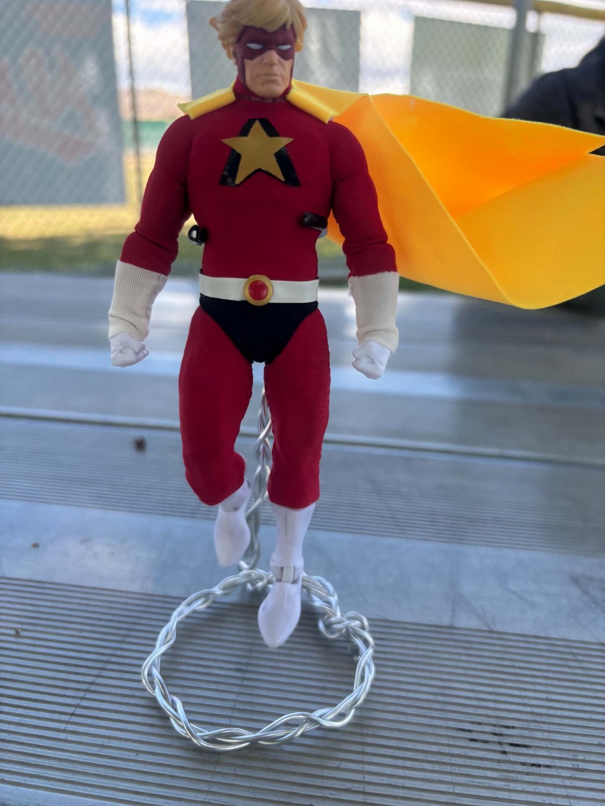 Superhero DC Starman Action Figure Red Yellow White Black Cape Plastic Figure