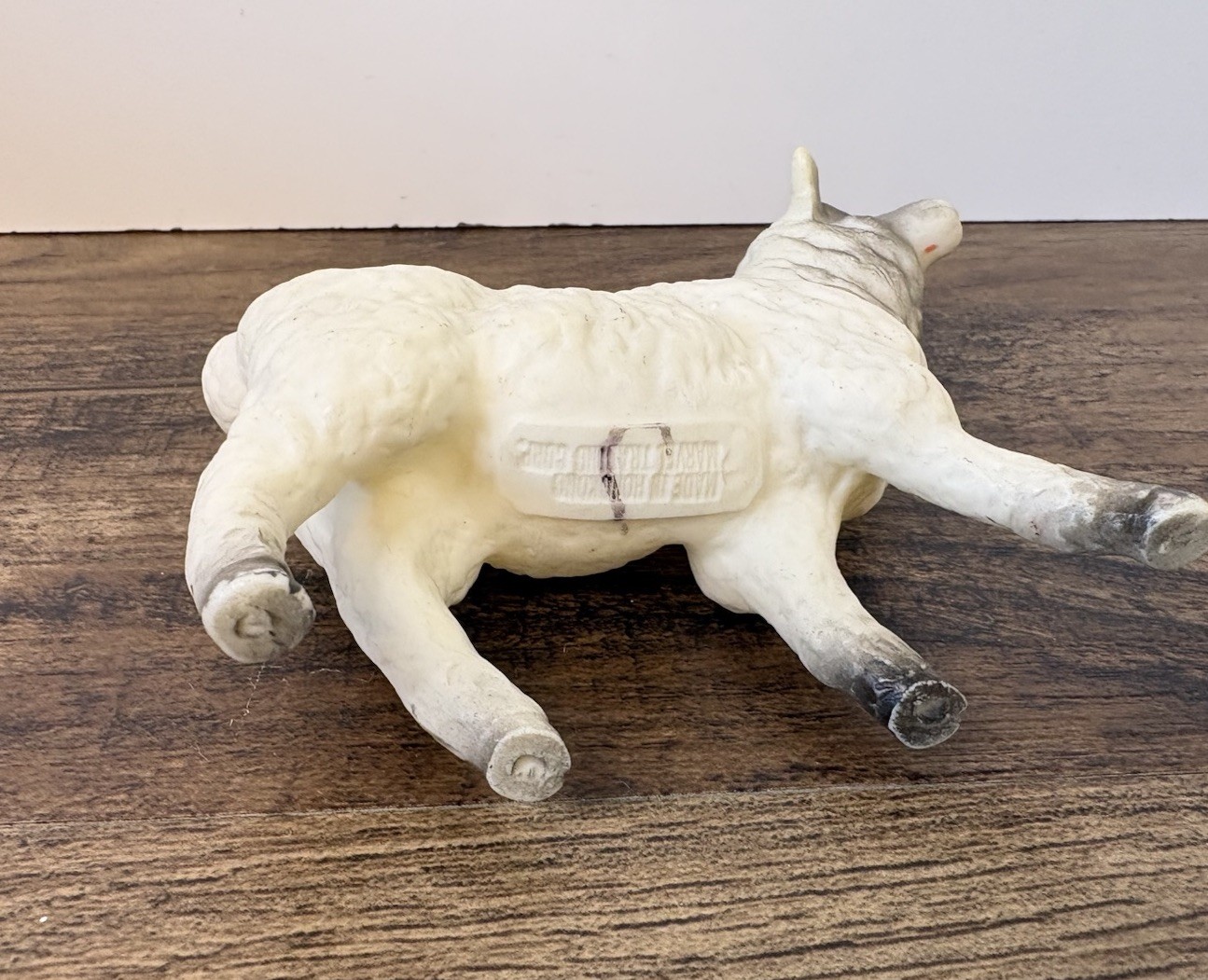 Vintage 4” White Sheep Action Figure Molded Plastic Made In Hong Kong
