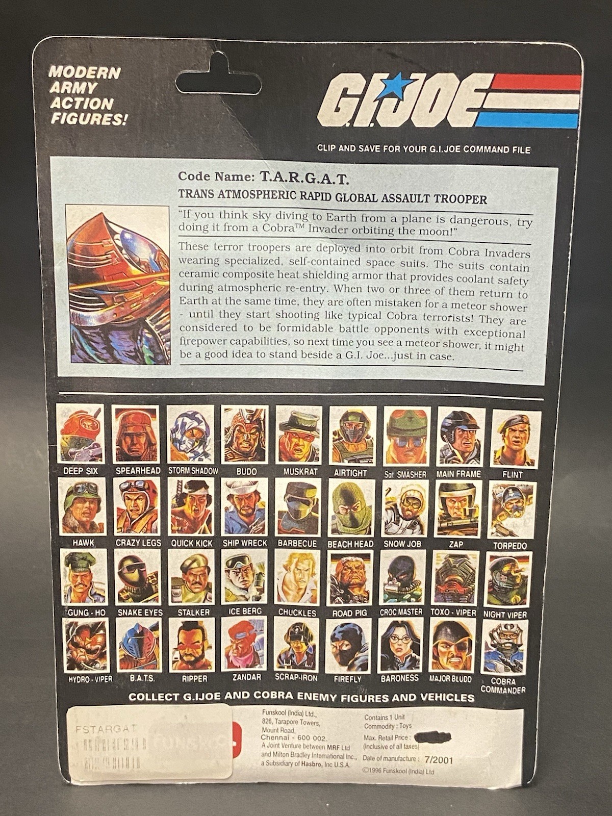 GI Joe International Heroes T.A.R.G.A.T. Factory Sealed MOC Funskool 1996 Targat