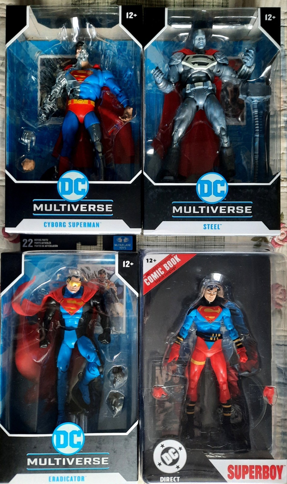 McFarlane DC Reign Supermen LOT 4 Figures NEW Steel Eradicator Superboy Cyborg