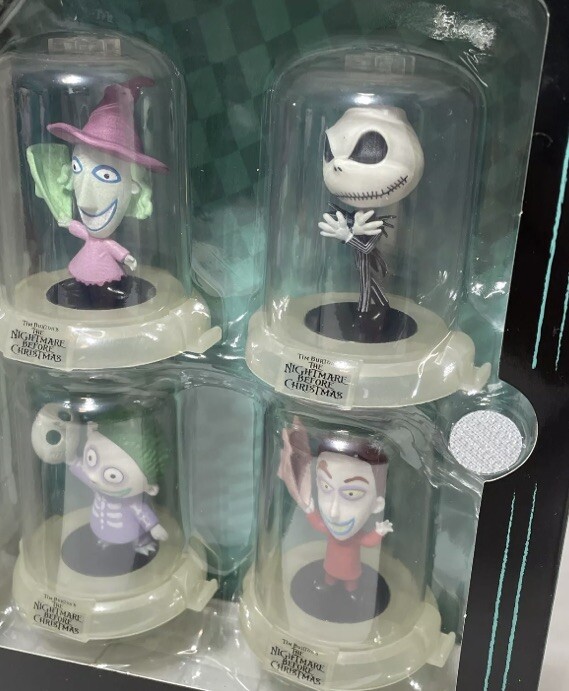 SET OF 4 NIGHTMARE BEFORE CHRISTMAS Glow In The Dark Figures.