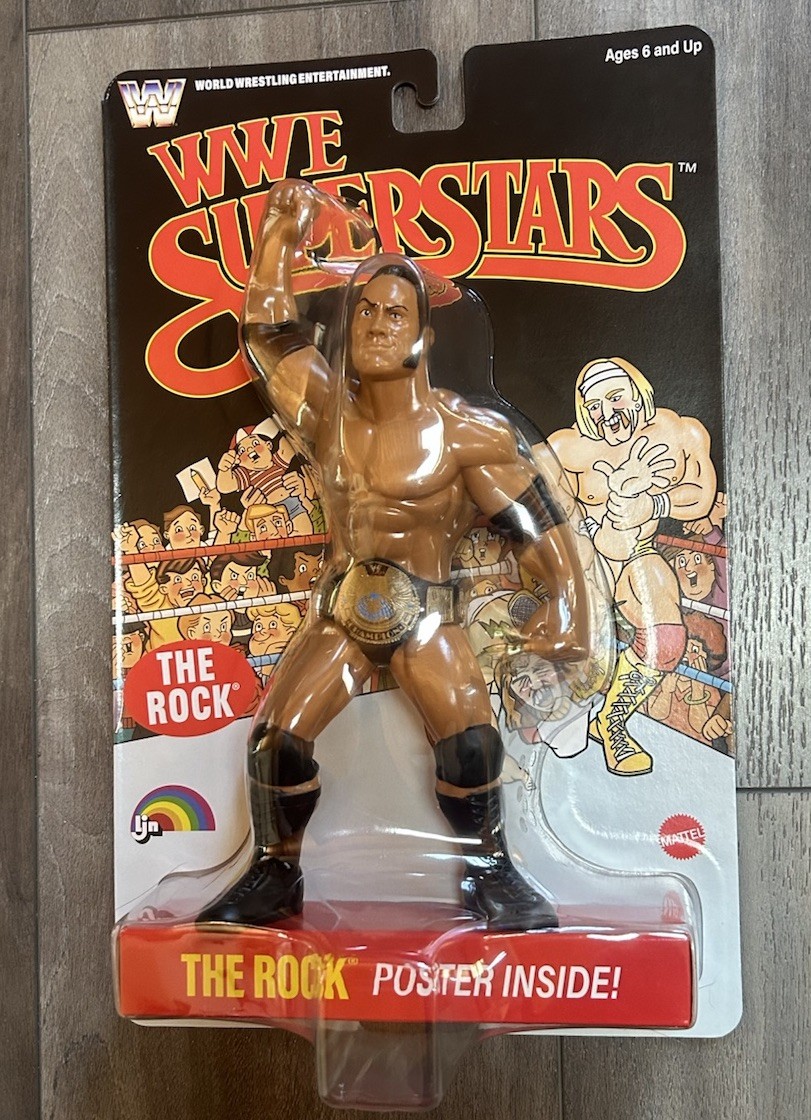 Mattel LJN WWE Superstars The Rock Black Card Chase. RARE In Hand. WWF