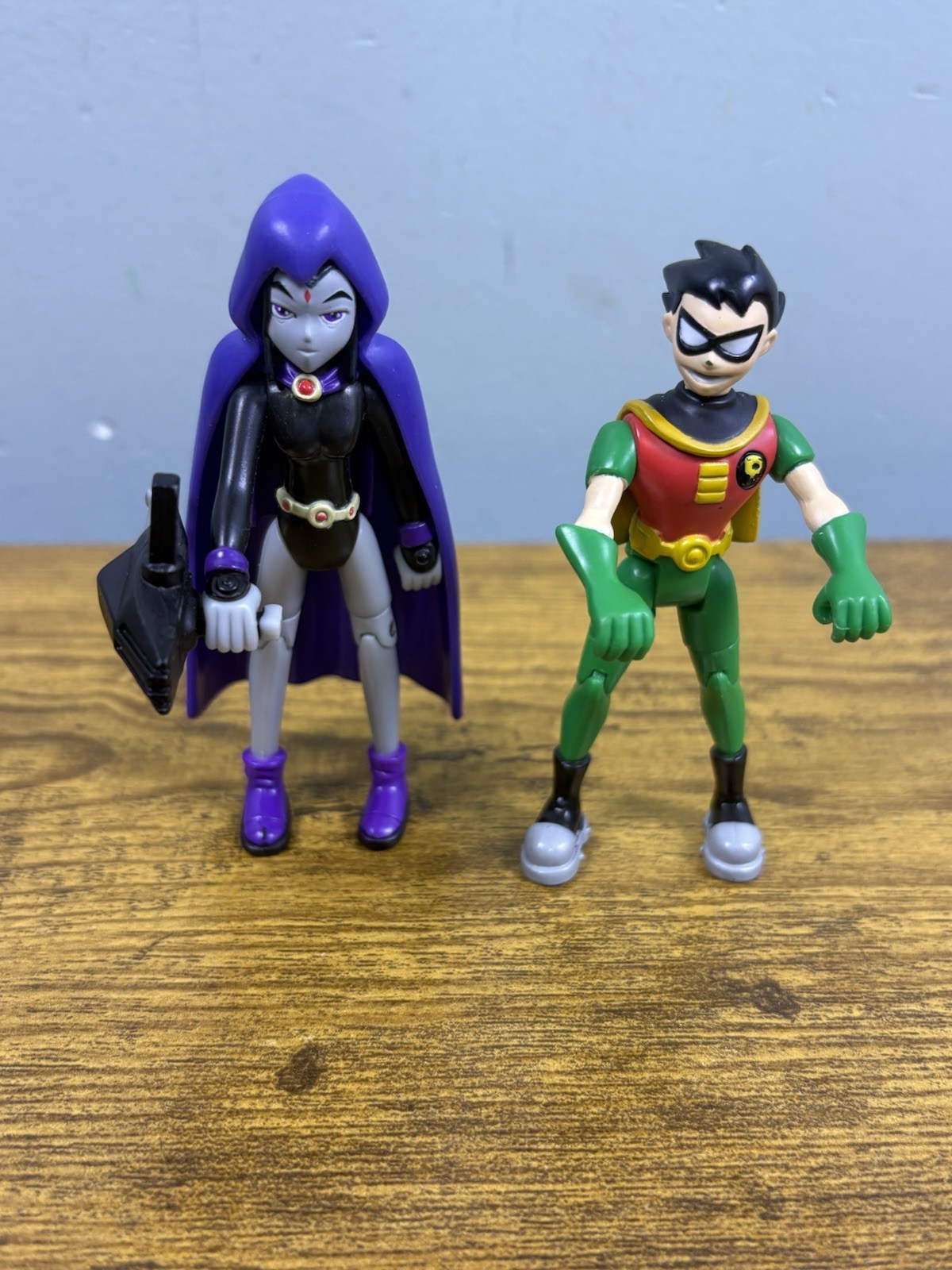 2003 Bandai DC Teen Titans Go Raven & Robin Action Figures With Guns Loose 3.5”