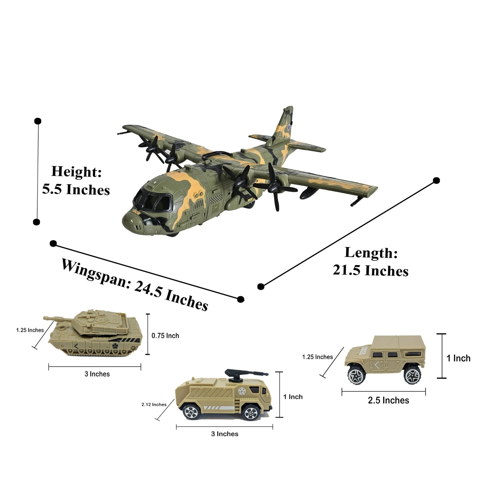 Large Military 21-Inch Cargo Plane C130 Bomber Air Force Bombs 12 Mix Vehicles