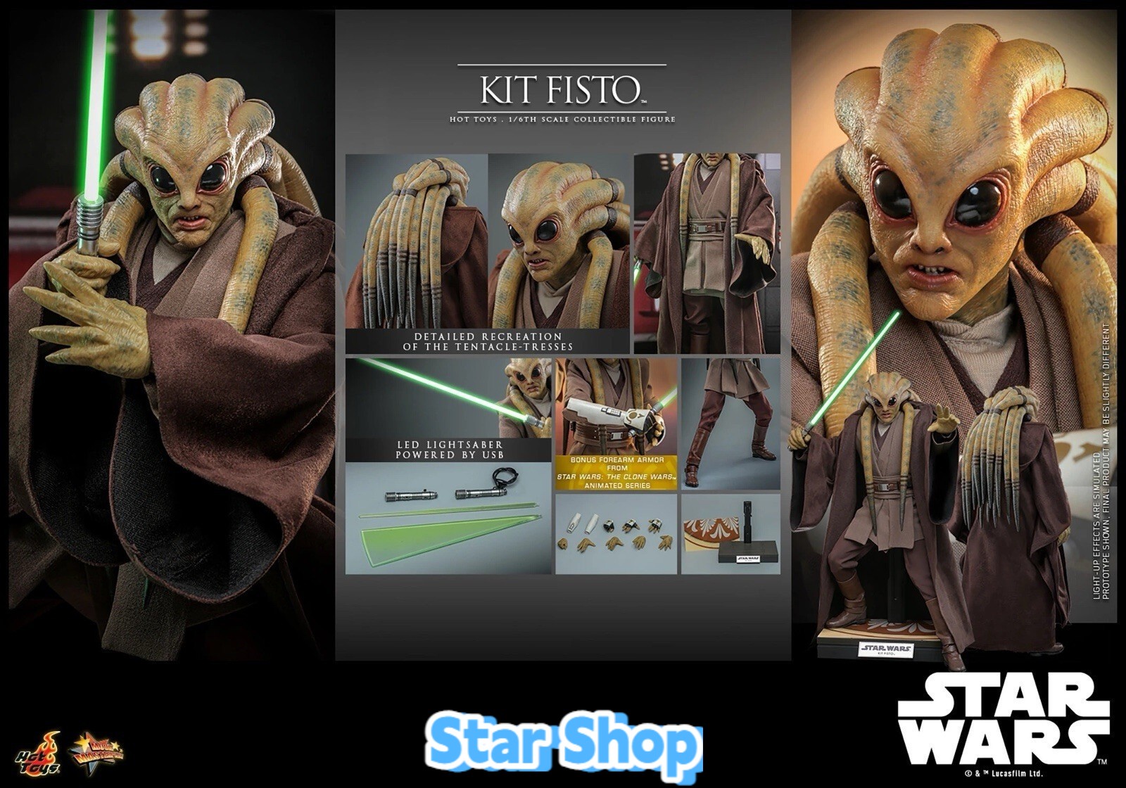 In stock New Hot Toys MMS751 Star Wars Episode III Revenge of the Sith Kit Fisto