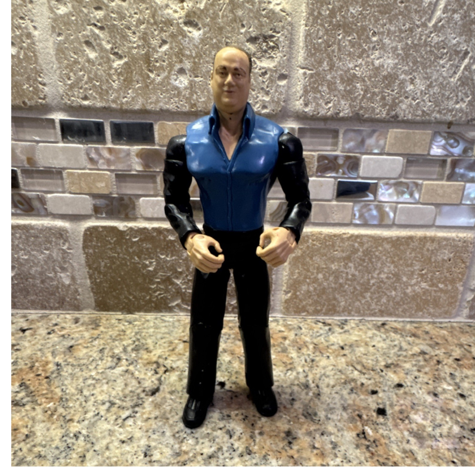 JAKKS Pacific Action Figure 2004 Black Pants Blue Shirt Plastic Beige