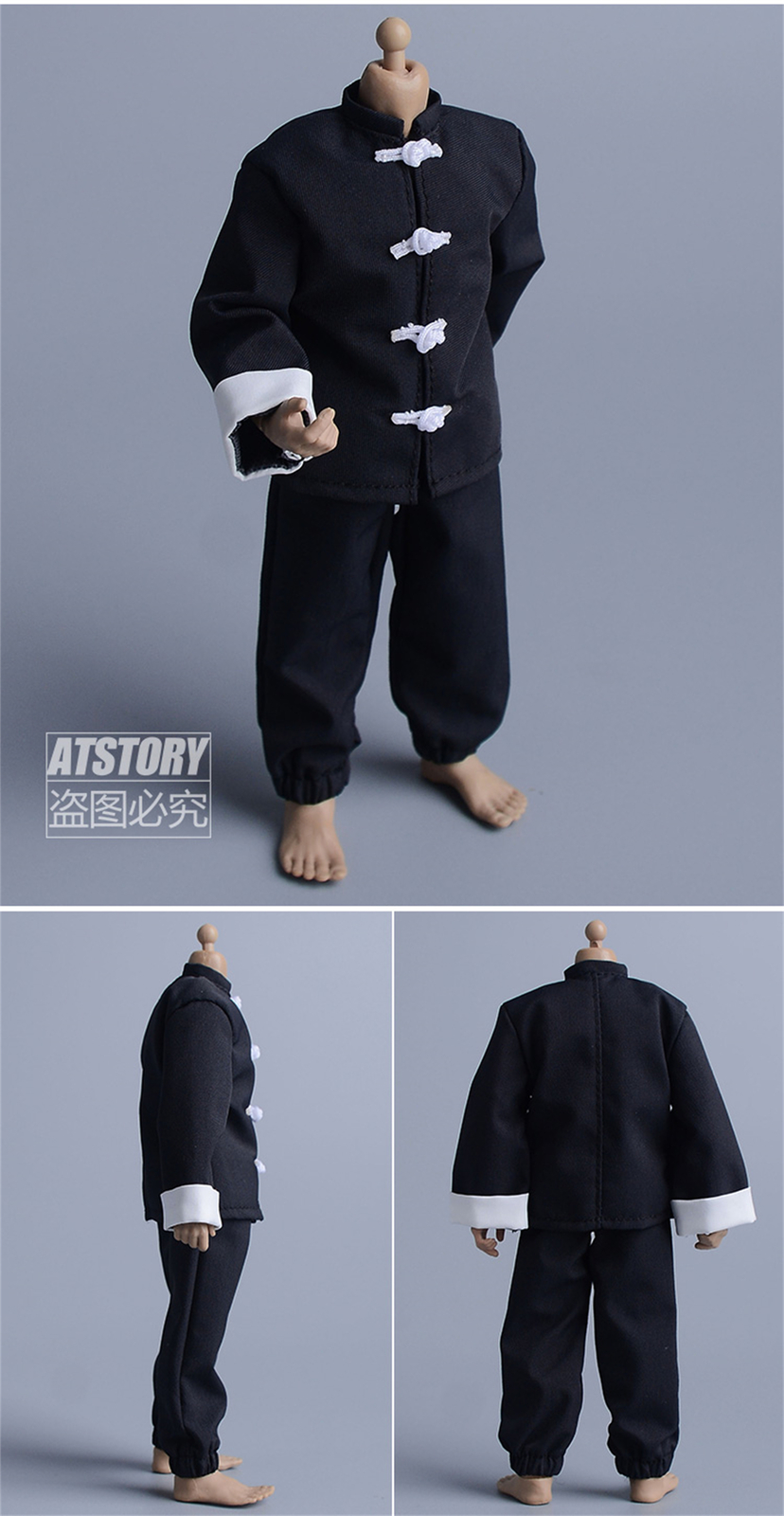 1/12 Chinese Kungfu Garments Tunic Suit Clothes Fit 6” Action Figure
