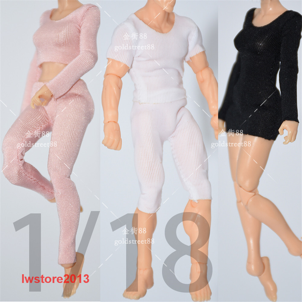 1:18 Tops T-shirt Bodysuit Pants Clothes For 3.75″ Female Male Figure Body Toys