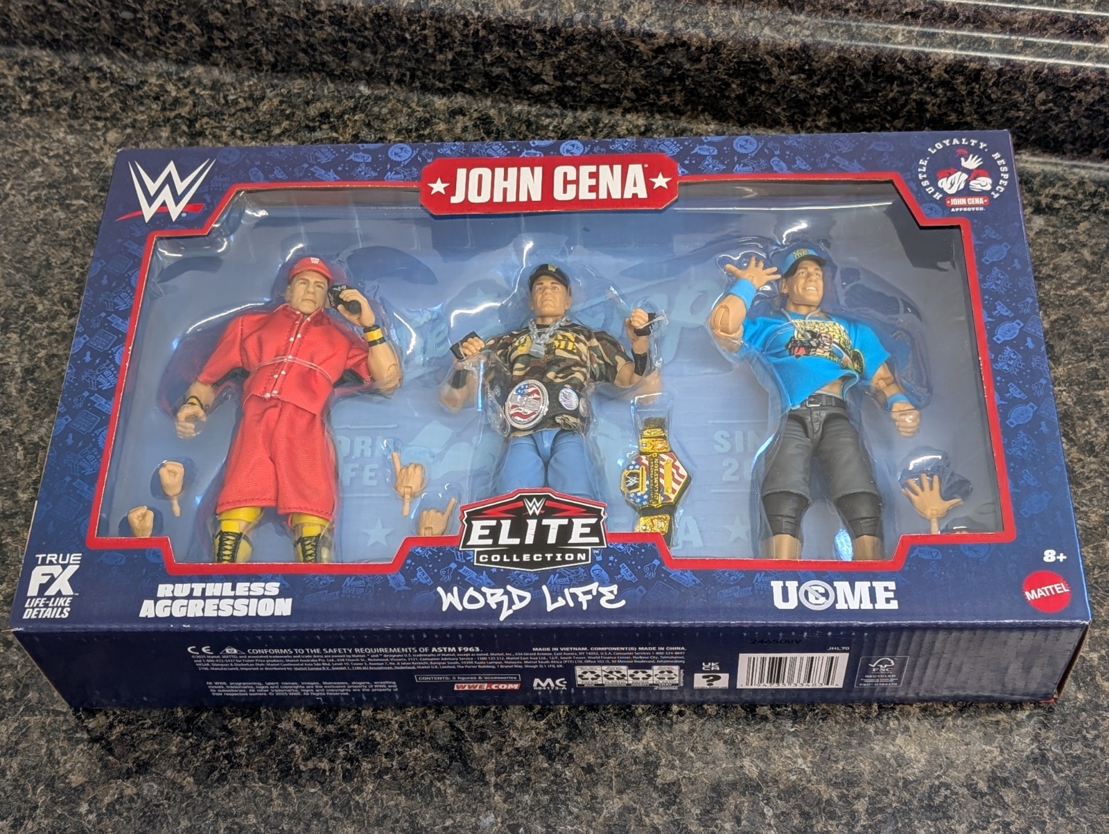 WWE Mattel Elite Collection John Cena 3-Pack Set Retirement Word Life NEW SEALED