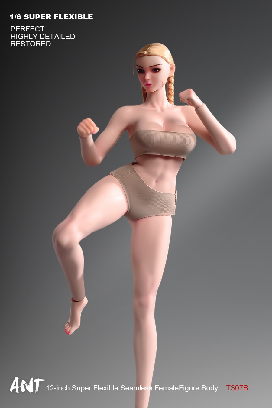 ANT T307 1/6th Female Fitness Model Action Figure Body 12in Muscle Bust Soldier
